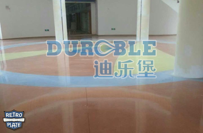力石伯乐混凝土致密钢化抛光施工--学校大厅地坪