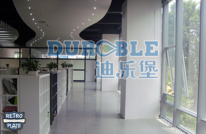 力石伯乐致密钢化抛光施工--办公场所地坪