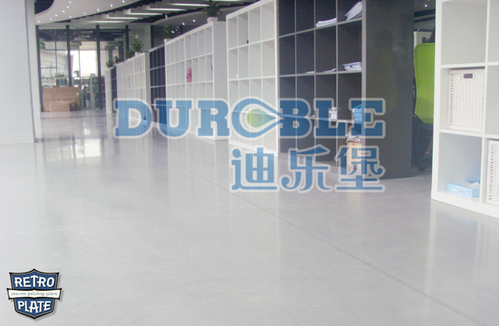 力石伯乐致密钢化抛光施工--办公场所地坪