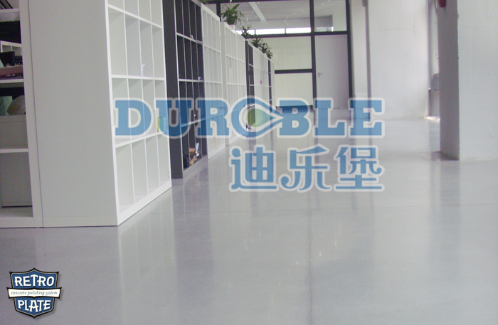 力石伯乐致密钢化抛光施工--办公场所地坪